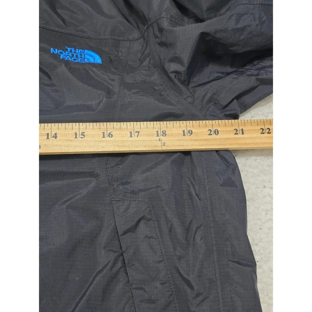 The North Face HyVent Rain Jacket Mens Small Black Blue Hooded Waterproof Coat